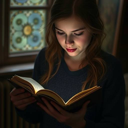 Image de la série 'Échos du Passé', montrant une jeune femme découvrant un mystérieux journal.
